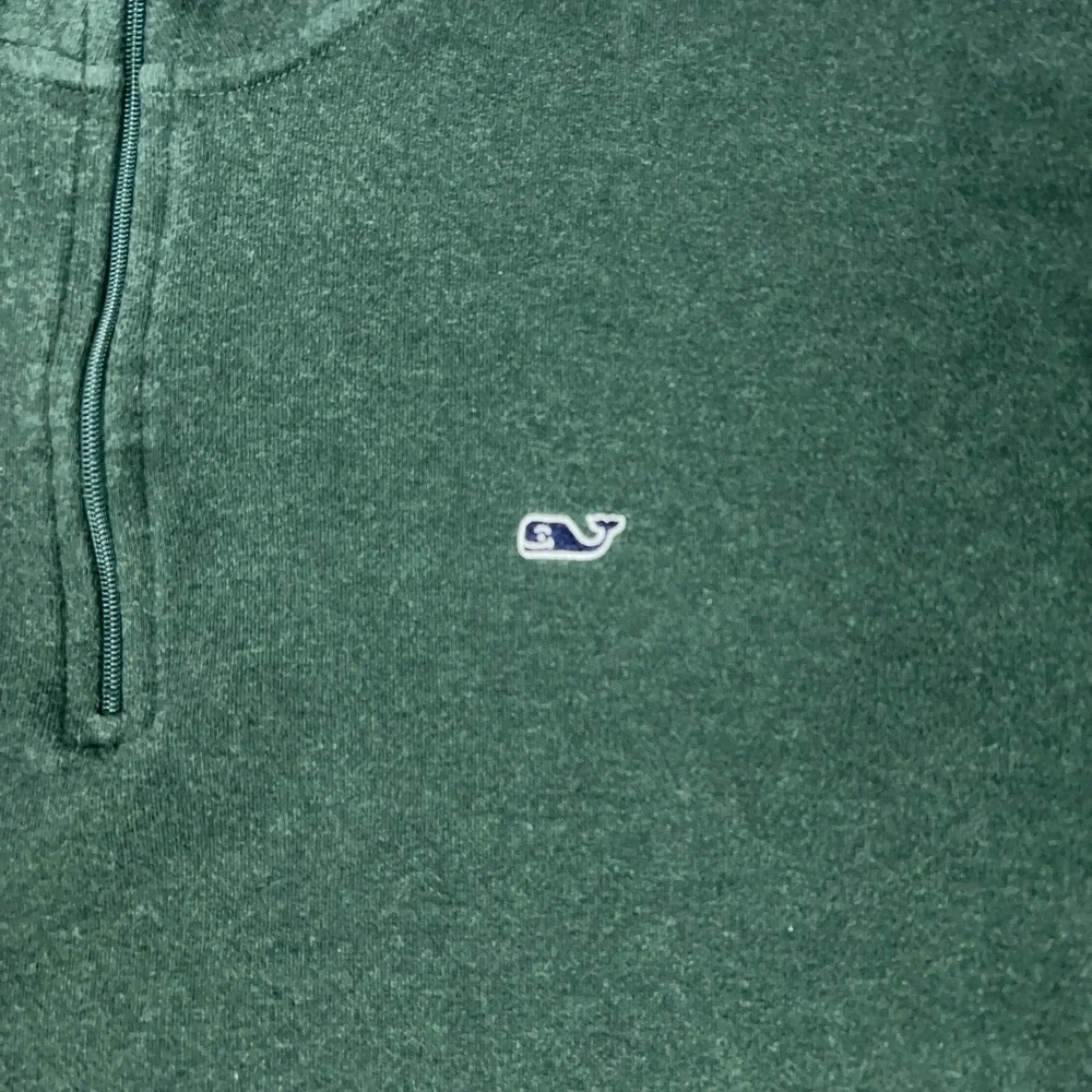Vineyard Vines Sweater Mens XL Green Quarter Zip‎ Mock Neck Whale Pullover Logo